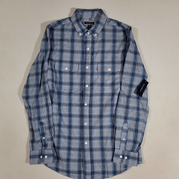 Club Room Baynk Plaid Double Faced Woven Shirt Mens Small Combo Blue - Picture 2 of 5
